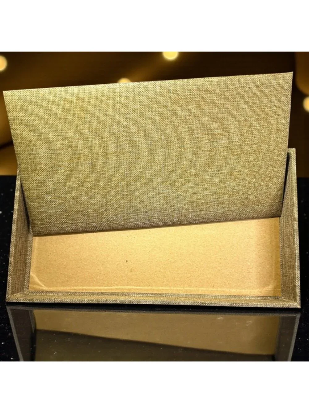 Gold Rectangular Burlap Decorative Tray For Desk Or Coffee Table Organization 14